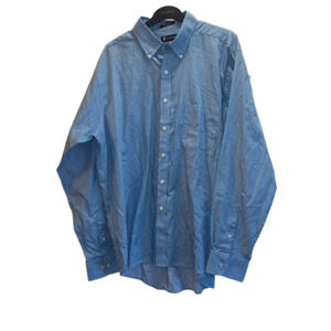 Men's Chaps Dress Shirt, Blue & White Striped, Size 17 1/2 - 36/37